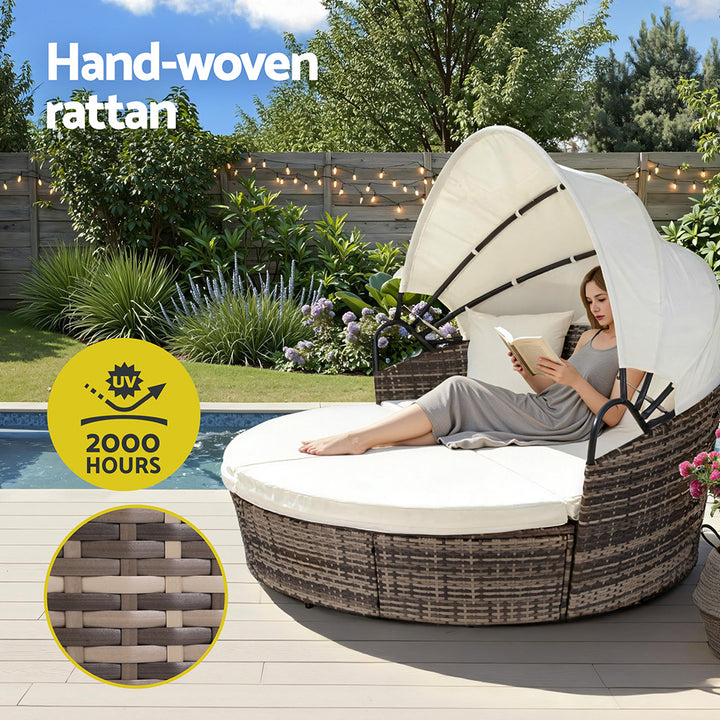 Gardeon Outdoor Daybed - Wicker Style (with modular design)