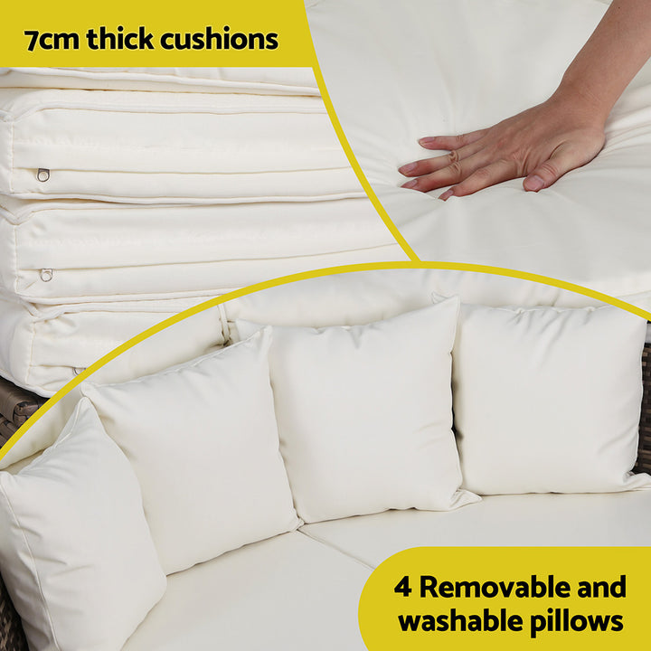 Gardeon Outdoor Daybed - Wicker Style (with modular design)