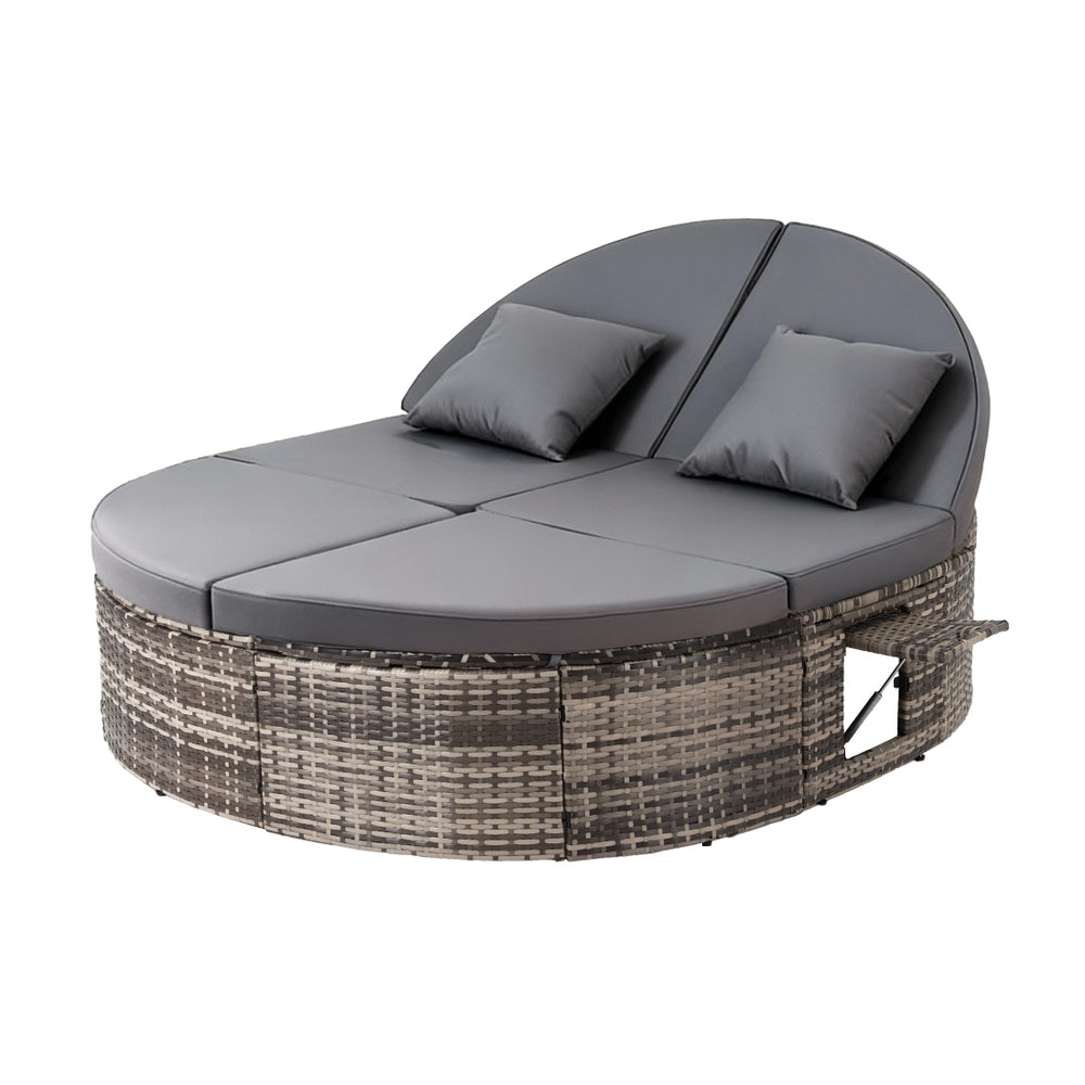 Gardeon Outdoor DayBed with Retractable Side Tray - Wicker Style