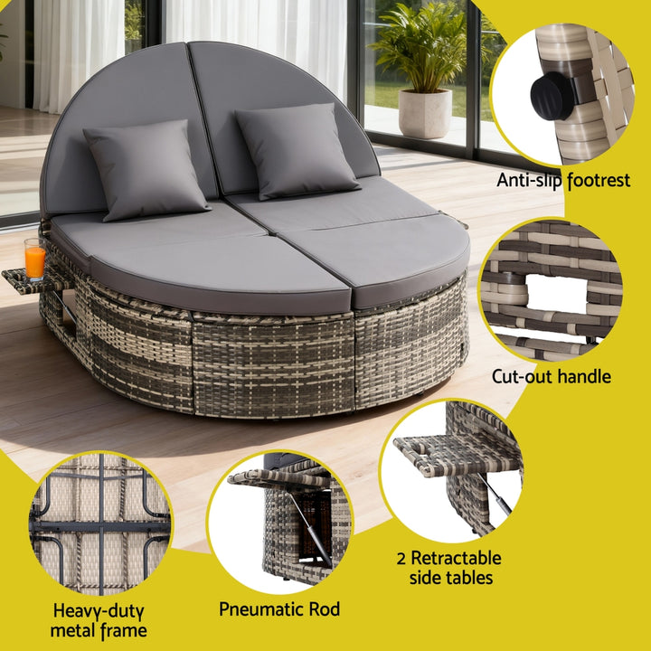 Gardeon Outdoor DayBed with Retractable Side Tray - Wicker Style