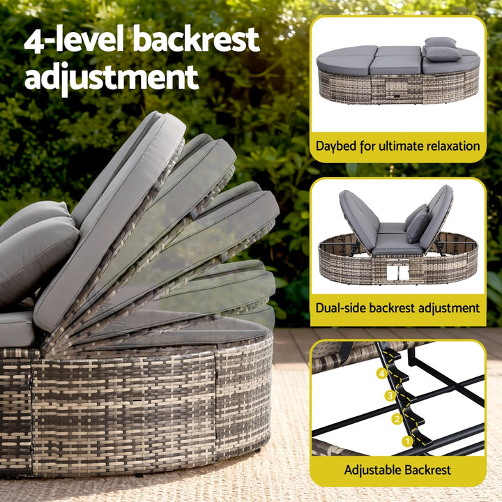 Gardeon Outdoor DayBed with Retractable Side Tray - Wicker Style