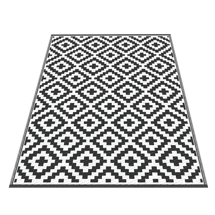 Gardeon Outdoor Rugs 120x180cm Large Carpet Reversible Area Mat PP Dual-Sided Patio Rug Cross