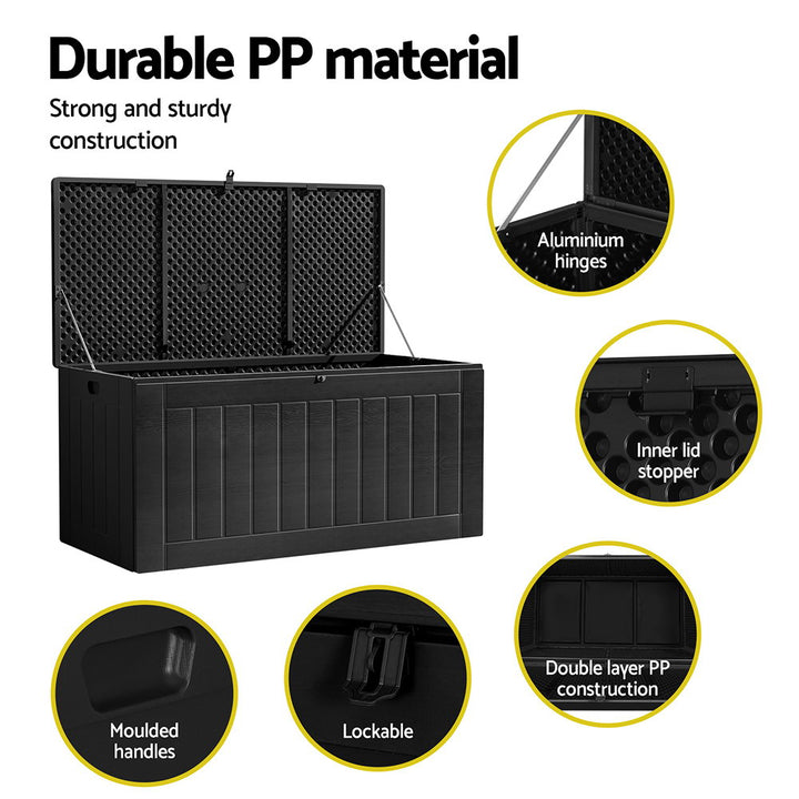 Gardeon Outdoor Storage Box - 830L (Lockable) - Black
