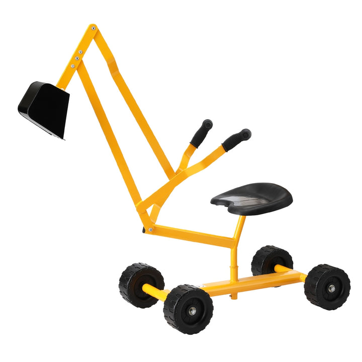 Keezi Kids Ride Toy Digger (Multi-Action - Rotating & Lifting) - Sandpit Toy - Yellow