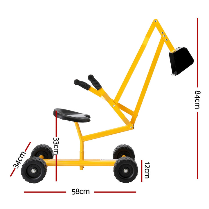 Keezi Kids Ride Toy Digger (Multi-Action - Rotating & Lifting) - Sandpit Toy - Yellow