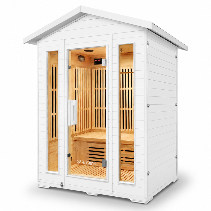 3 Person Outdoor Infrared Sauna (2660W) in White by ReGen8
