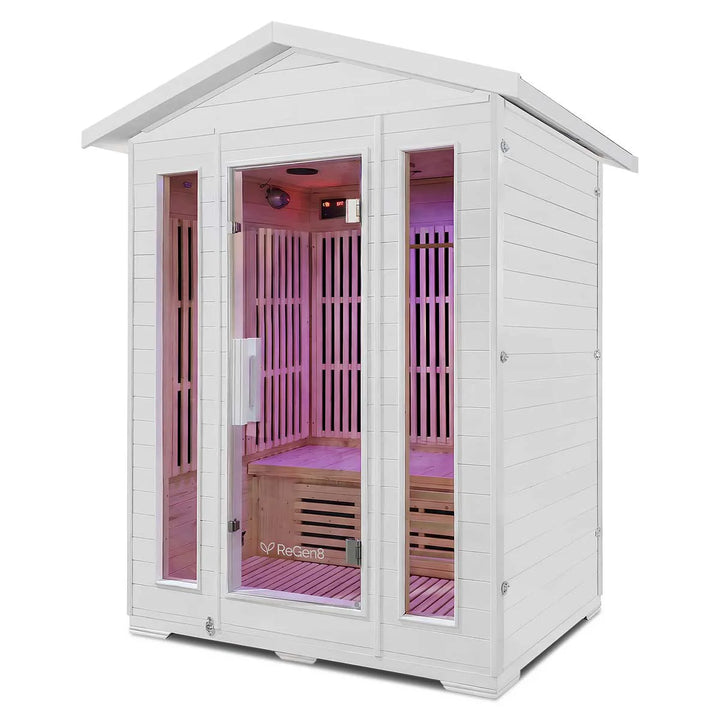 3 Person Outdoor Infrared Sauna (2660W) in White by ReGen8