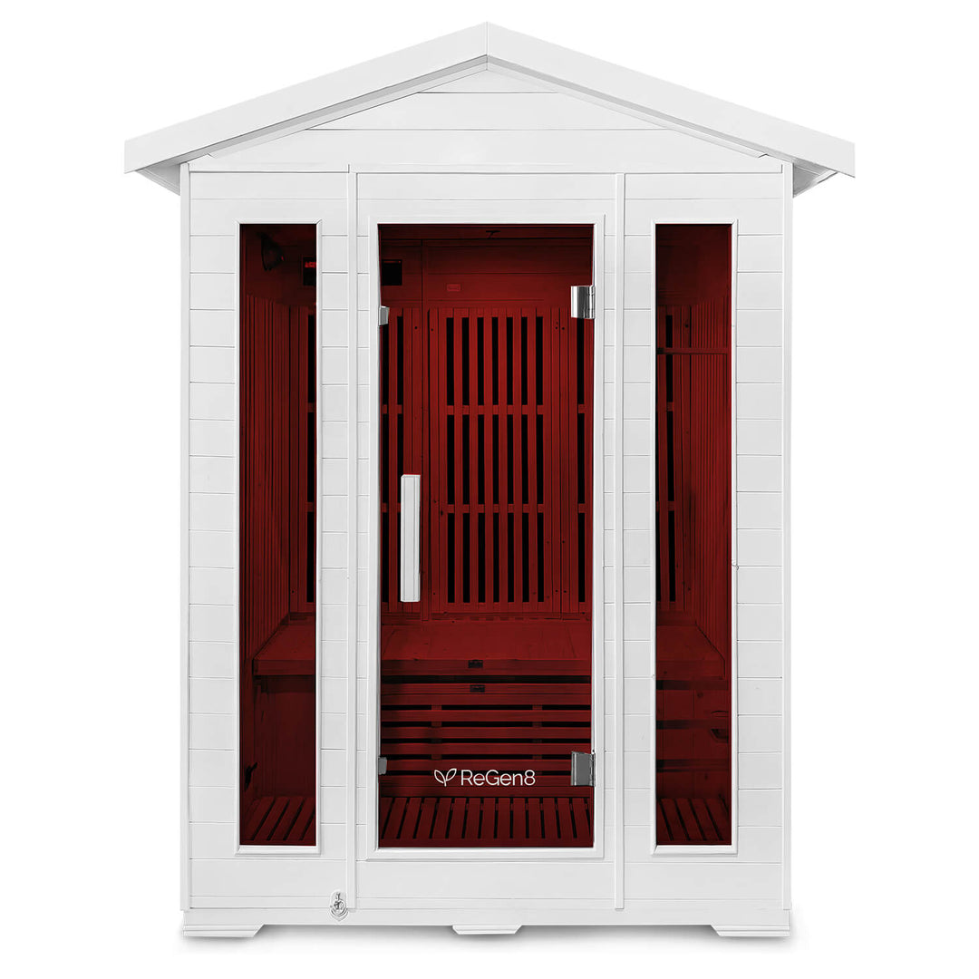 3 Person Outdoor Infrared Sauna (2660W) in White by ReGen8