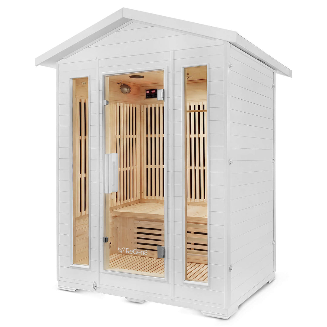 3 Person Outdoor Infrared Sauna (2660W) in White by ReGen8