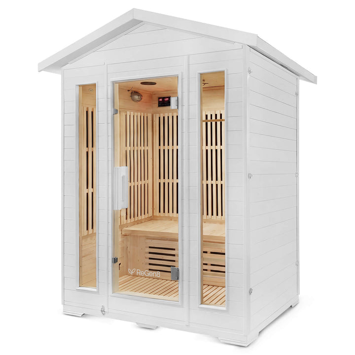 3 Person Outdoor Infrared Sauna (2660W) in White by ReGen8