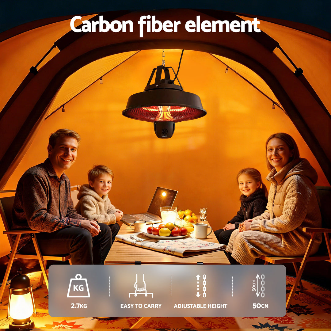 Devanti 2000W Electric Patio Heater Ceiling Mounted Hanging Heaters Remote