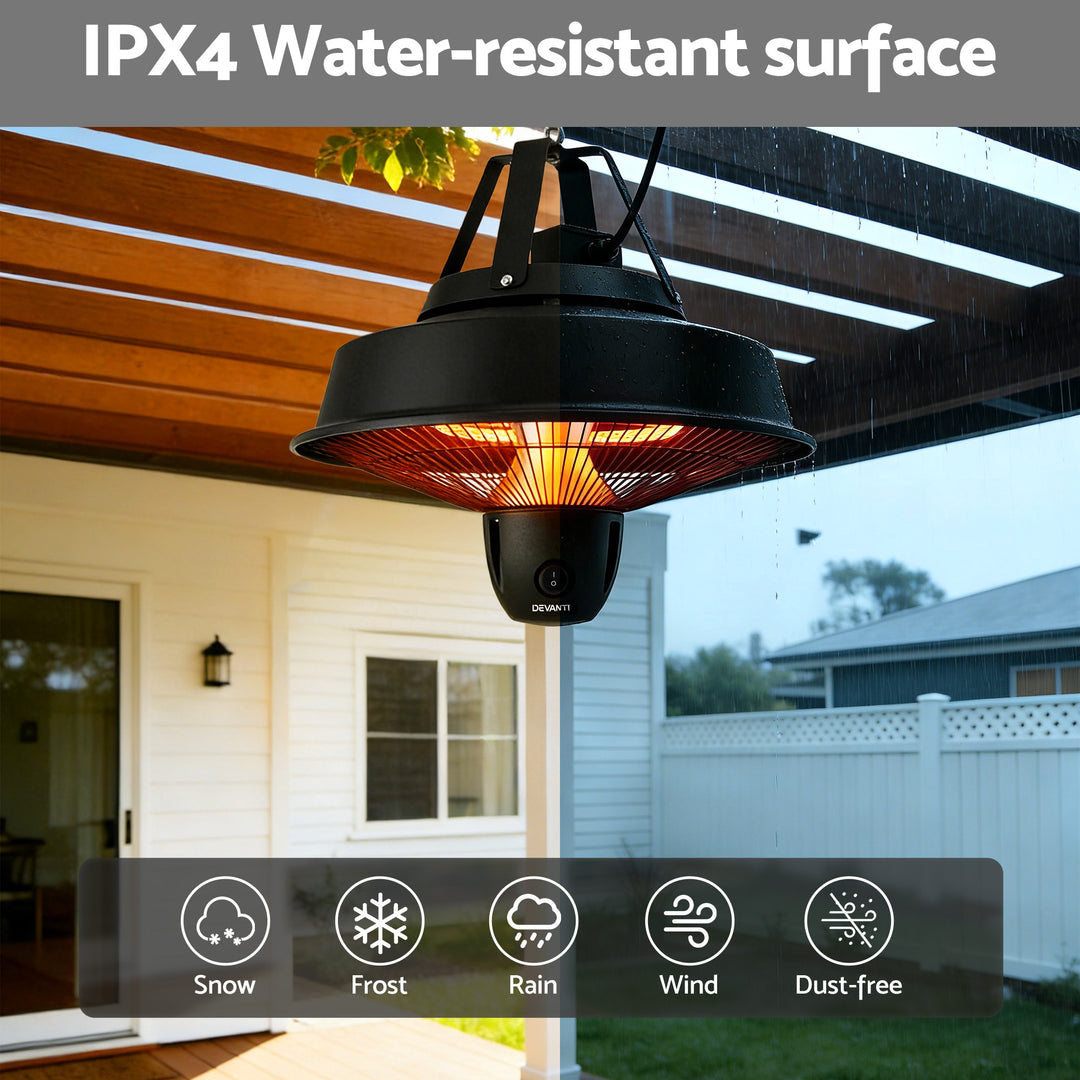 Devanti 2000W Electric Patio Heater Ceiling Mounted Hanging Heaters Remote