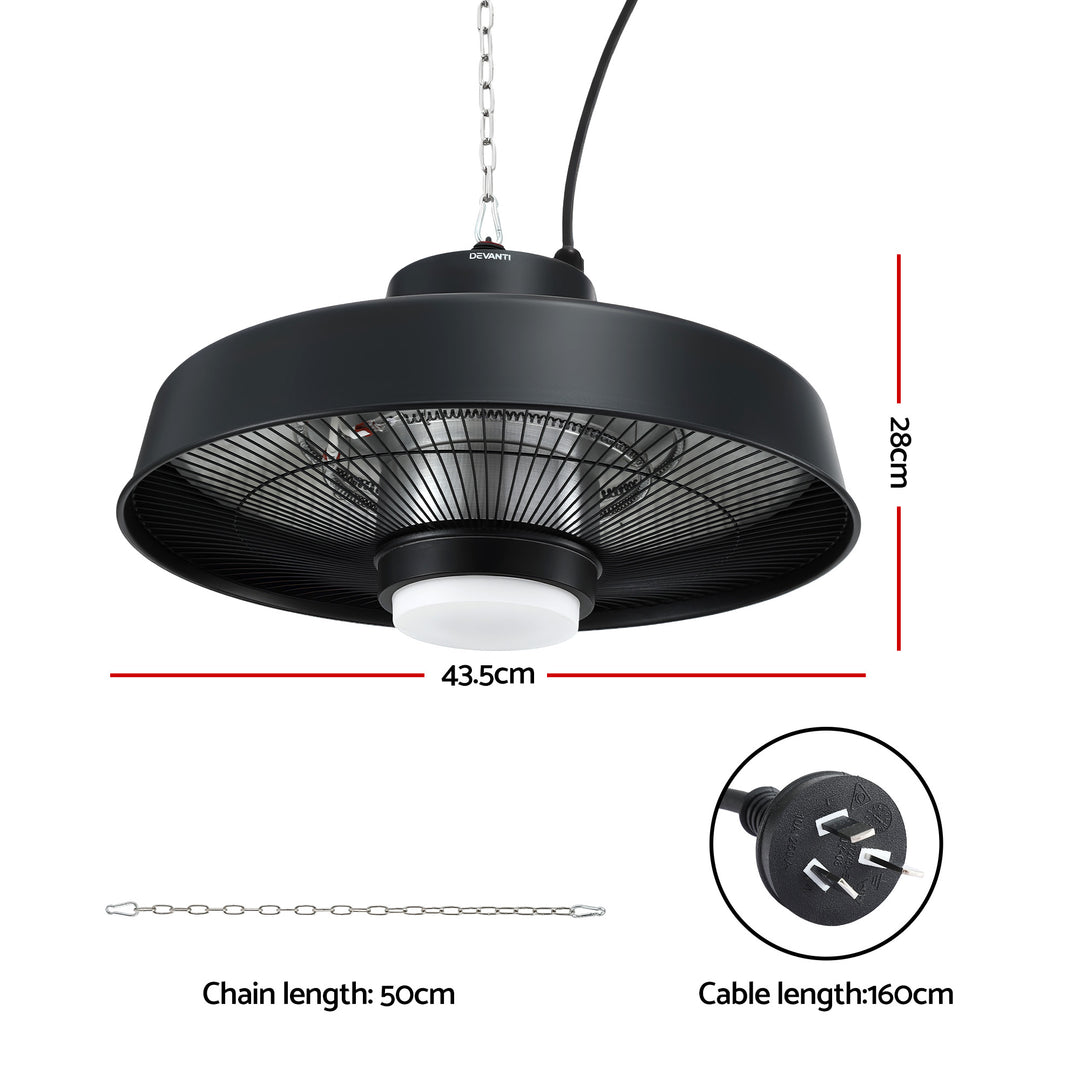 Devanti 2000W Outdoor Electric Patio Heater Ceiling Mount with LED Light Remote