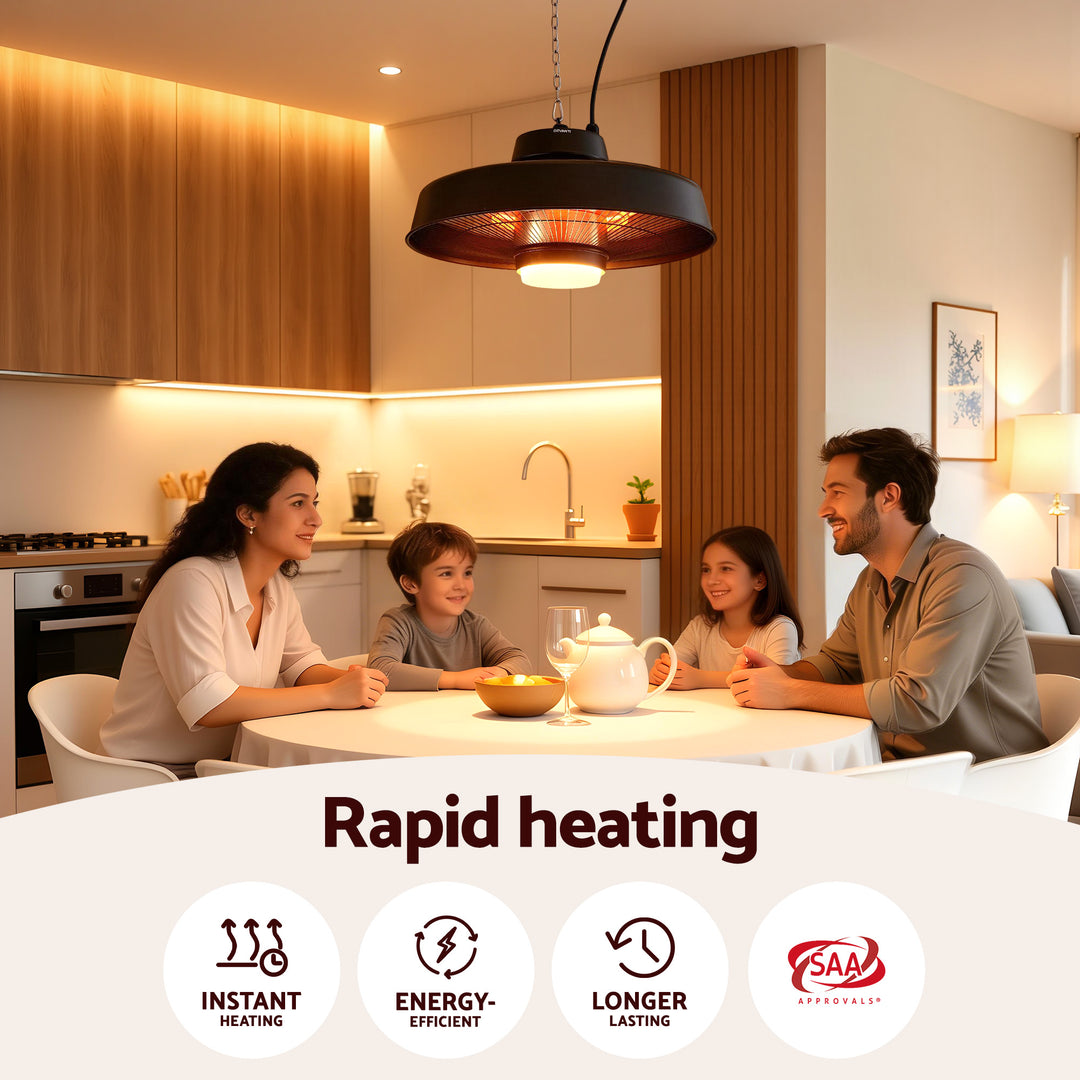 Devanti 2000W Outdoor Electric Patio Heater Ceiling Mount with LED Light Remote