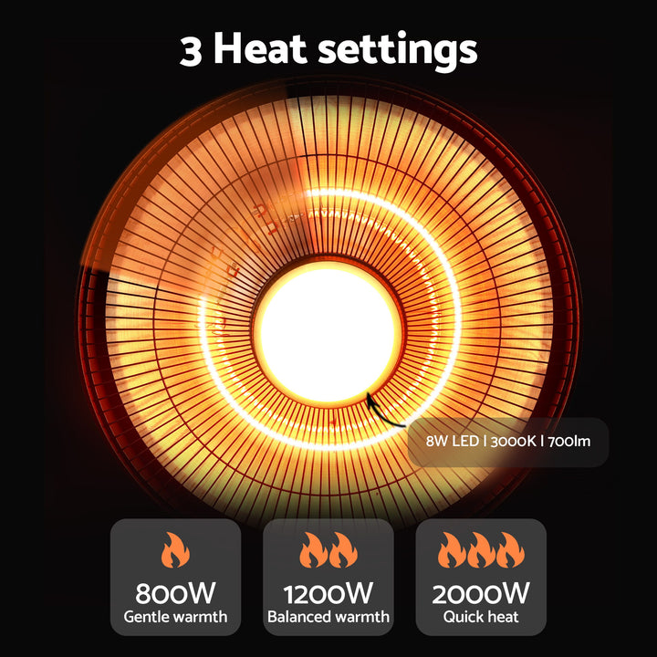 Devanti 2000W Outdoor Electric Patio Heater Ceiling Mount with LED Light Remote