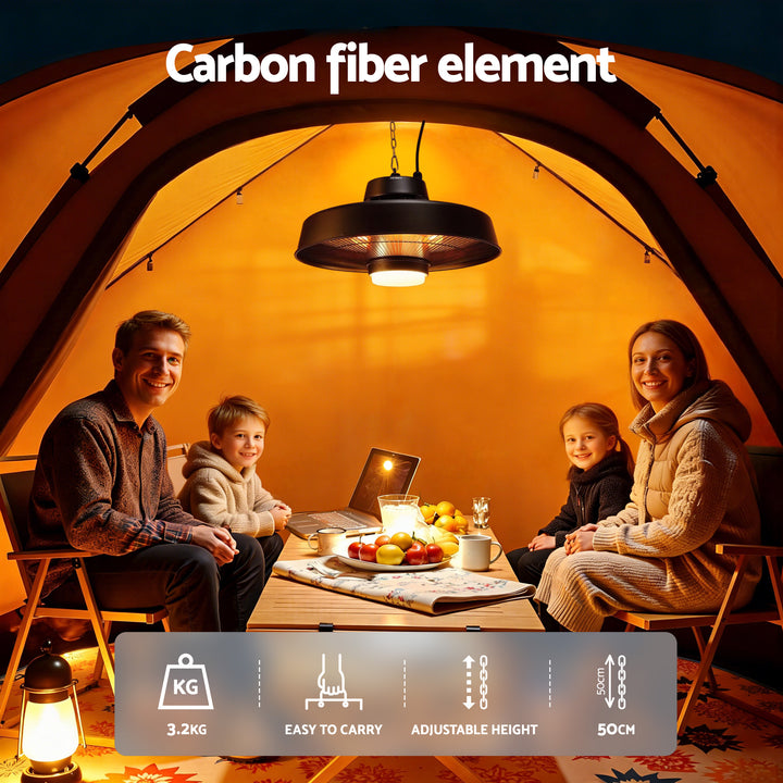 Devanti 2000W Outdoor Electric Patio Heater Ceiling Mount with LED Light Remote