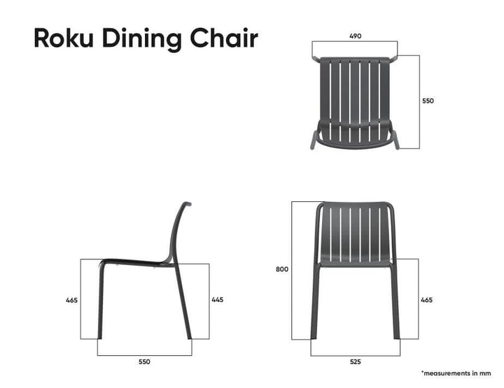 Roku Outdoor Dining Chair - No Cushion (Avail in Eucalyptus Green, White & Charcoal)