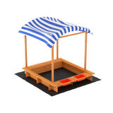 Wooden Sandpit with Canopy - Includes Boxes for Toys / Water Play