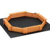 Round Wooden Sandpit with Cover / Seating Area - 182cm