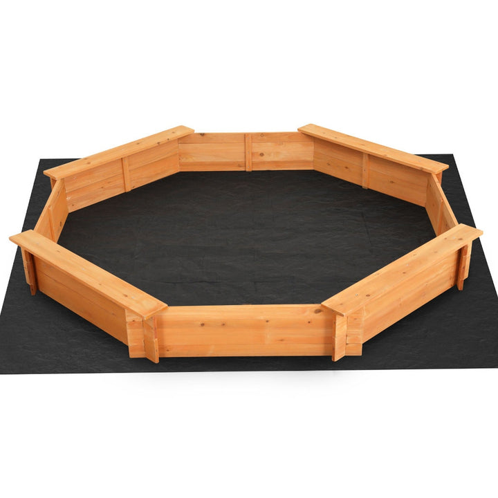 Round Wooden Sandpit with Cover / Seating Area - 182cm