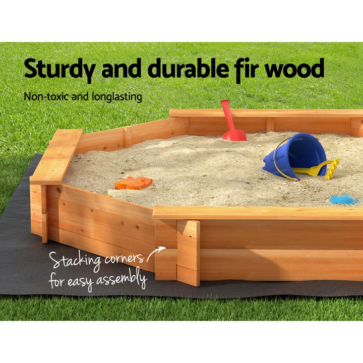 Round Wooden Sandpit with Cover / Seating Area - 182cm