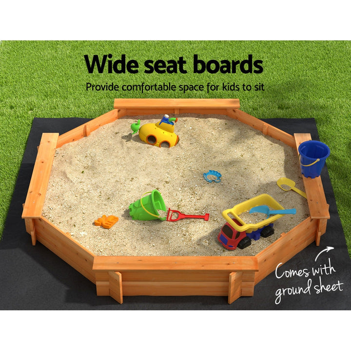 Round Wooden Sandpit with Cover / Seating Area - 182cm