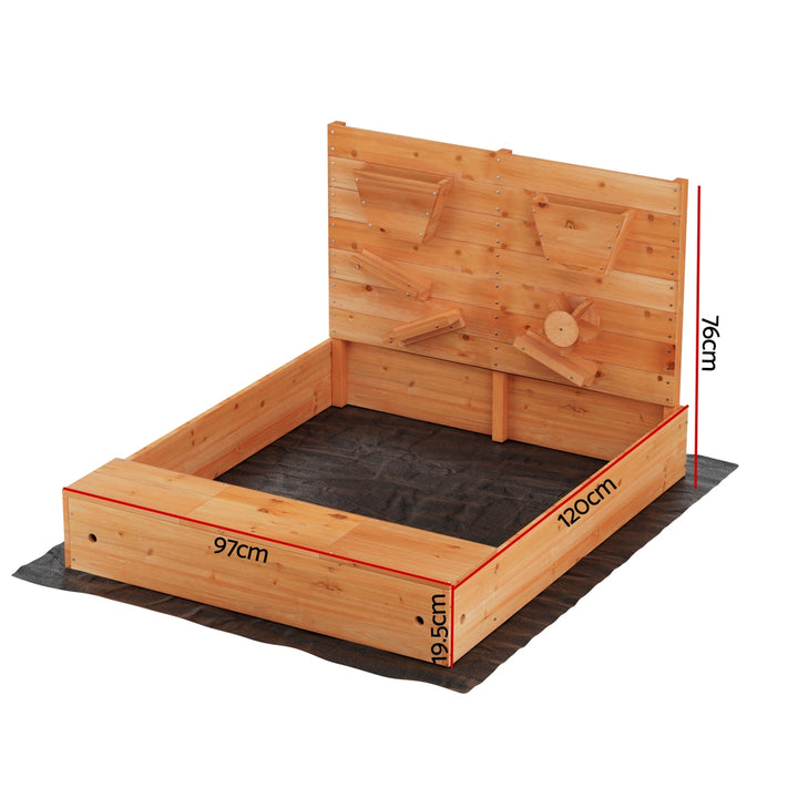 Wooden Sandpit with Cover & Water Play Area - 120cm