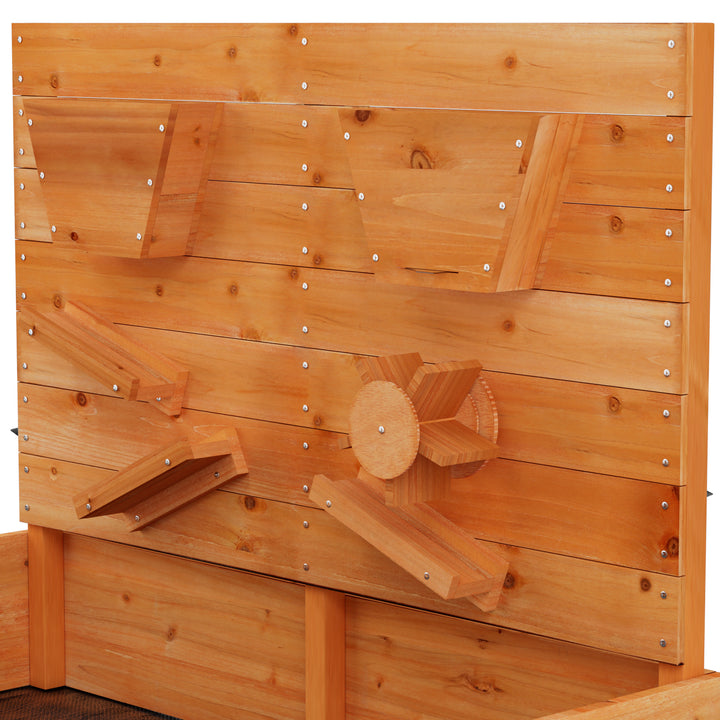 Wooden Sandpit with Cover & Water Play Area - 120cm