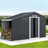 Giantz 3.22m x1.96m Garden Shed with Awning / Firewood Area