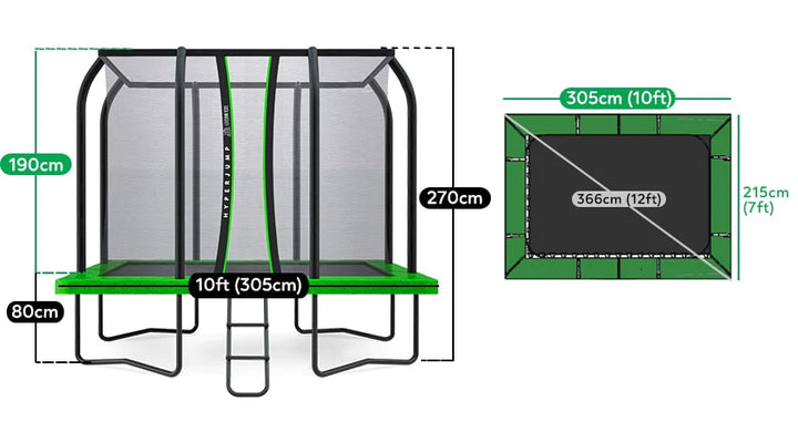 10ft x 7ft HyperJump Rectangle Spring Trampoline - Lifespan Kids