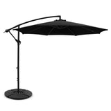 Instahut 3m Outdoor Cantilever Umbrella w/Base - Black