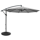Instahut 3m Outdoor Cantilever Umbrella w/Base - Grey