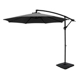 Instahut 3m Outdoor Cantilever Umbrella w/Base - Charcoal