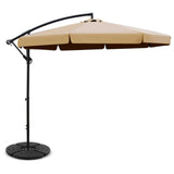 Instahut 3m Outdoor Cantilever Umbrella w/Base - Beige