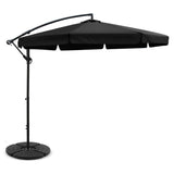 Instahut 3m Outdoor Cantilever Umbrella w/Base - Black