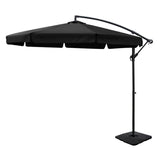 Instahut 3m Cantilever Outdoor Umbrella w/Base - Black