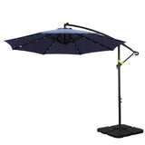 Instahut 3m Outdoor Cantilever Umbrella w/Base & LED Lights - Navy
