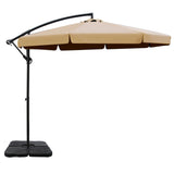 Instahut 3m Outdoor Cantilever Umbrella w/Base - Beige