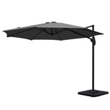 Instahut 3m Outdoor Cantilever Umbrella w/Base - Roma 360 Degree Tilt - Charcoal