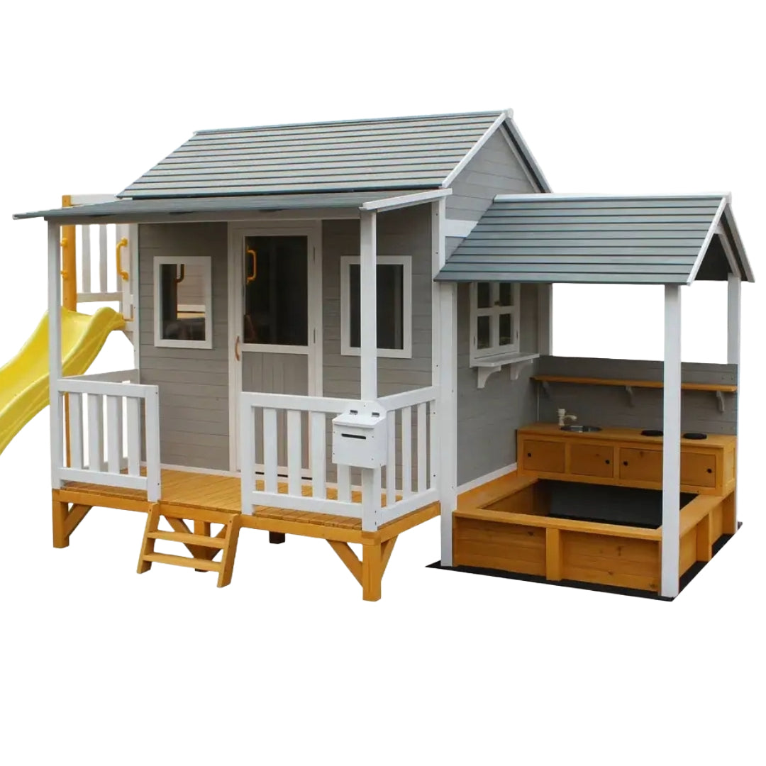 Kidzshack Delightful Shack Cubby House with Slide (with Mud Kitchen option)