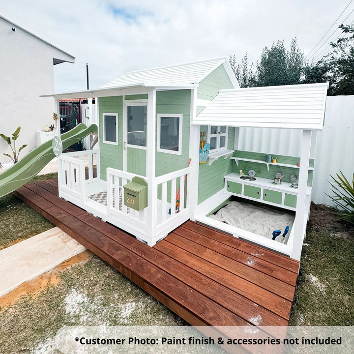 Kidzshack Delightful Shack Cubby House with Slide (with Mud Kitchen option)