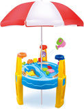 Outdoor Sand and Water Table Toy with Umbrella (28 Pcs Accessories)