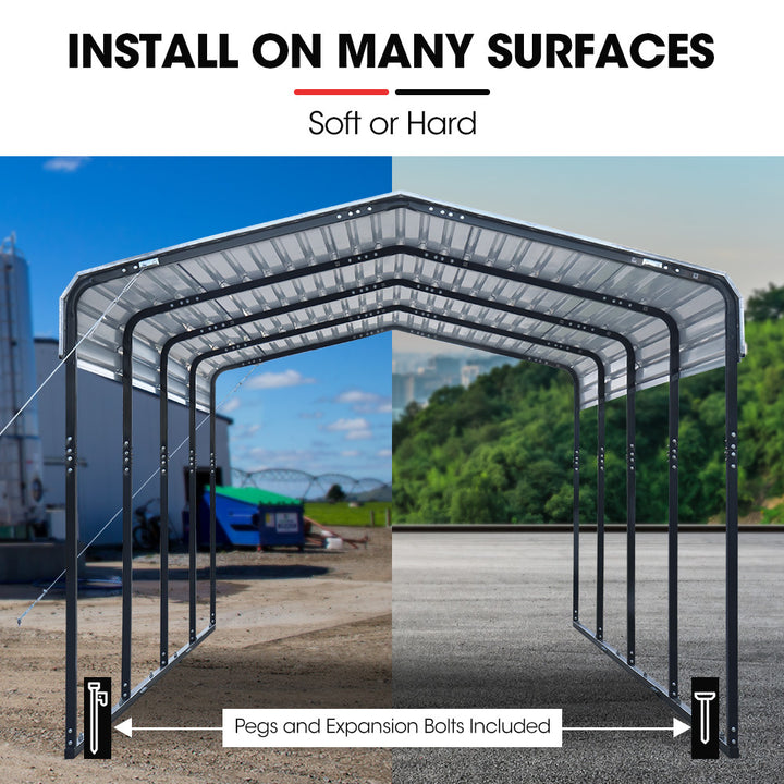 SHADE SHIELD Single Carport Shed 3.3 x 6 x 2.9m, Galvanised Steel Frame, Powder Coated Gable Roof
