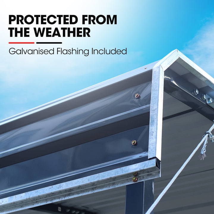 SHADE SHIELD Single Carport Shed 3.3 x 6 x 2.9m, Galvanised Steel Frame, Powder Coated Gable Roof