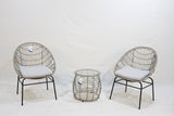 Savanna 3 Piece Outdoor Chair & Table Setting - Elegant
