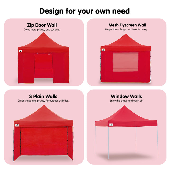 Wallaroo 3m x 3m Pop Up Gazebo / Marquee - Red