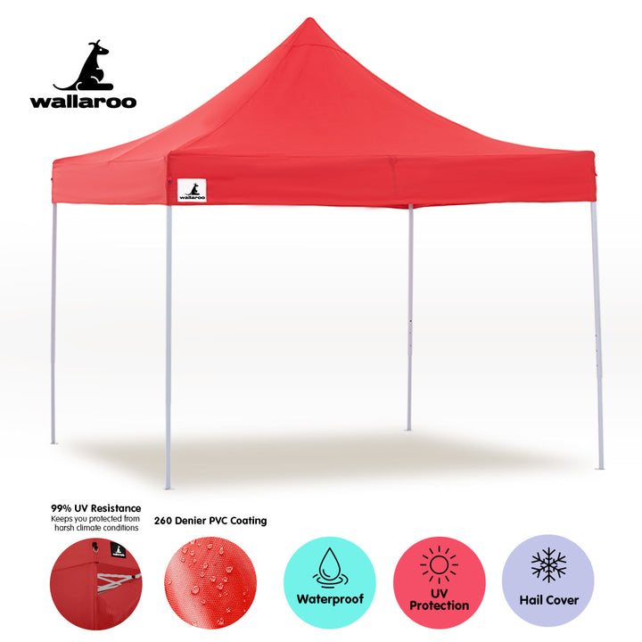 Wallaroo 3m x 3m Pop Up Gazebo / Marquee - Red