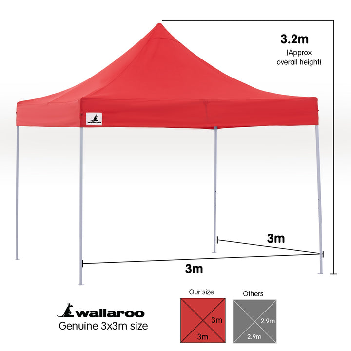 Wallaroo 3m x 3m Pop Up Gazebo / Marquee - Red