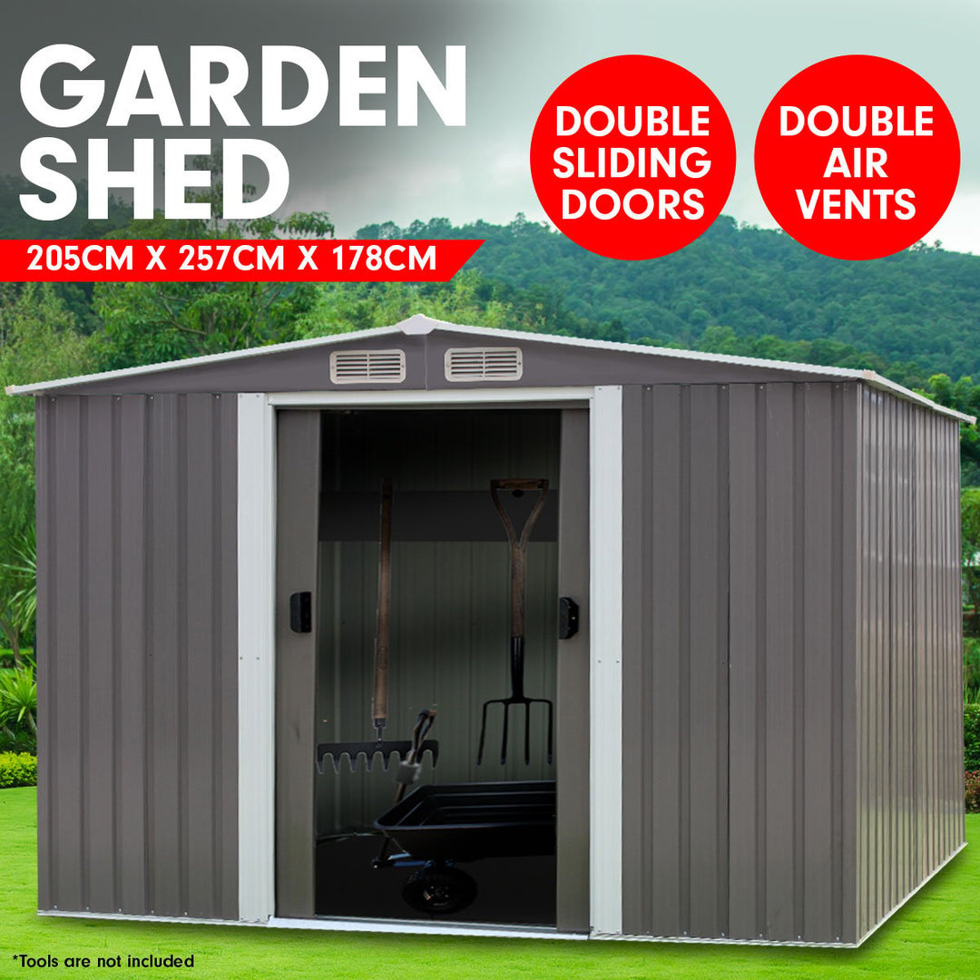 Wallaroo 6ft x 8ft Garden / Storage Shed - Spire Roof - Grey