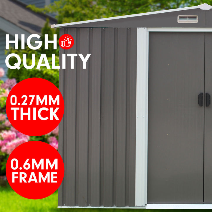 Wallaroo 6ft x 8ft Garden / Storage Shed - Spire Roof - Grey
